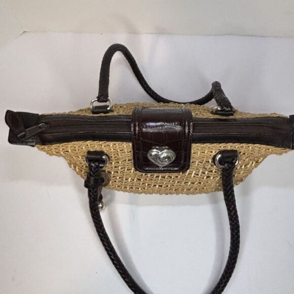 Brighton Wicker Straw Leather Shoulder Bag & Pebbled Leather Wallet Bundle - Picture 8 of 10